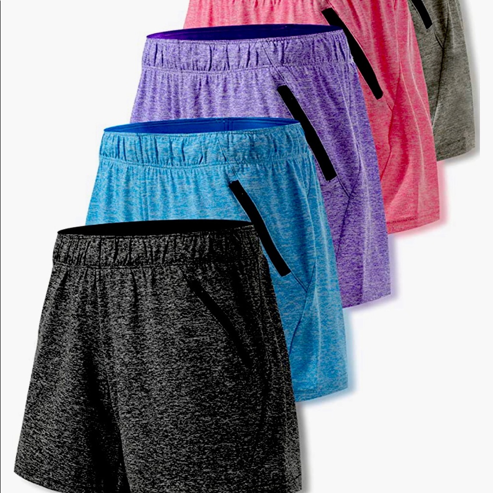 BUNDLE! 5 Liberty Pro Women’s 5” Training/Yoga Shorts Quick Dry w/Zipper Pockets